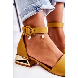 Sandales Cuir Sur Talons Or Laura Messi 2143 Jaune Foncé 4