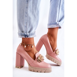 PA2 Escarpins Élégants à Ornements Uni Rose-Beige Caterine 2