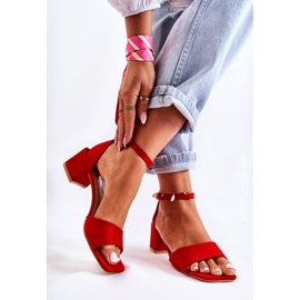 PS1 Sandales Femme Daim à Talon Haut Rouge Luciana 2