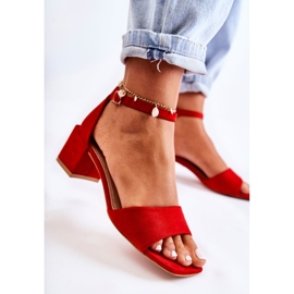 PS1 Sandales Femme Daim à Talon Haut Rouge Luciana 3