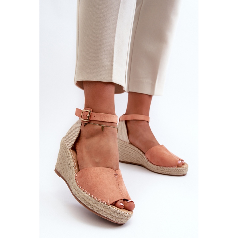 Sandales Compensées Confortables Femme Rose Clair Dellia 1