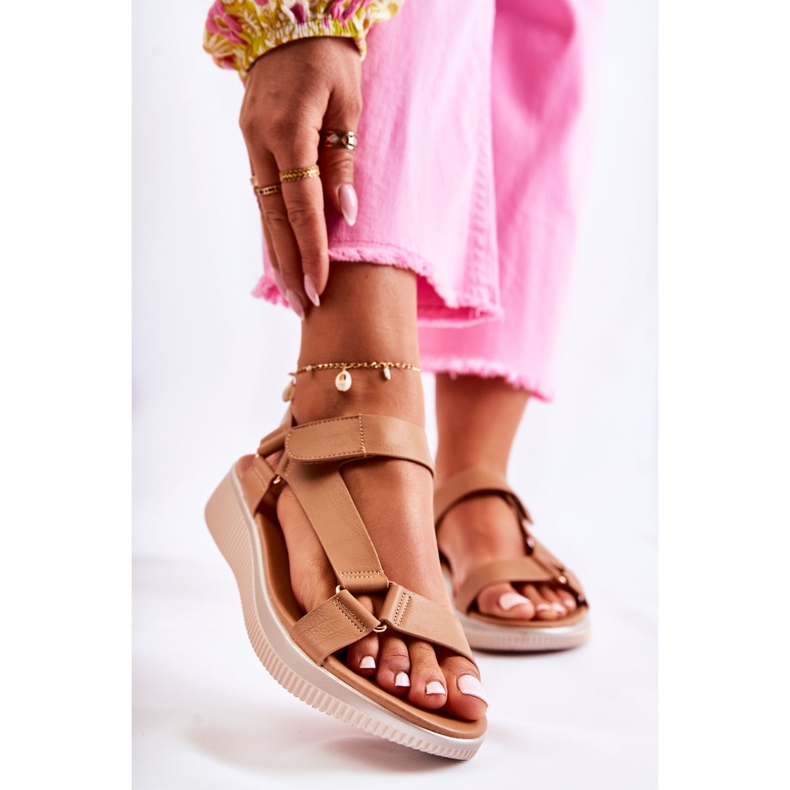 PE1 Sandales Femme Avec Velcro Camel Clarisse brun 1