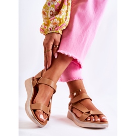 PE1 Sandales Femme Avec Velcro Camel Clarisse brun 2