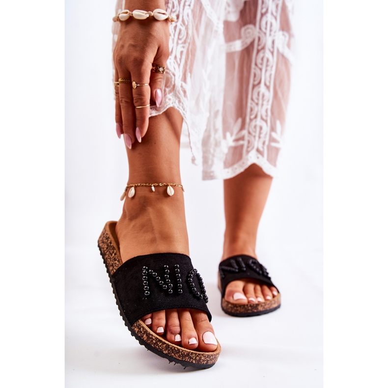 PE1 Chaussons Classiques En Daim Avec Vayana Noir Perlé le noir 1