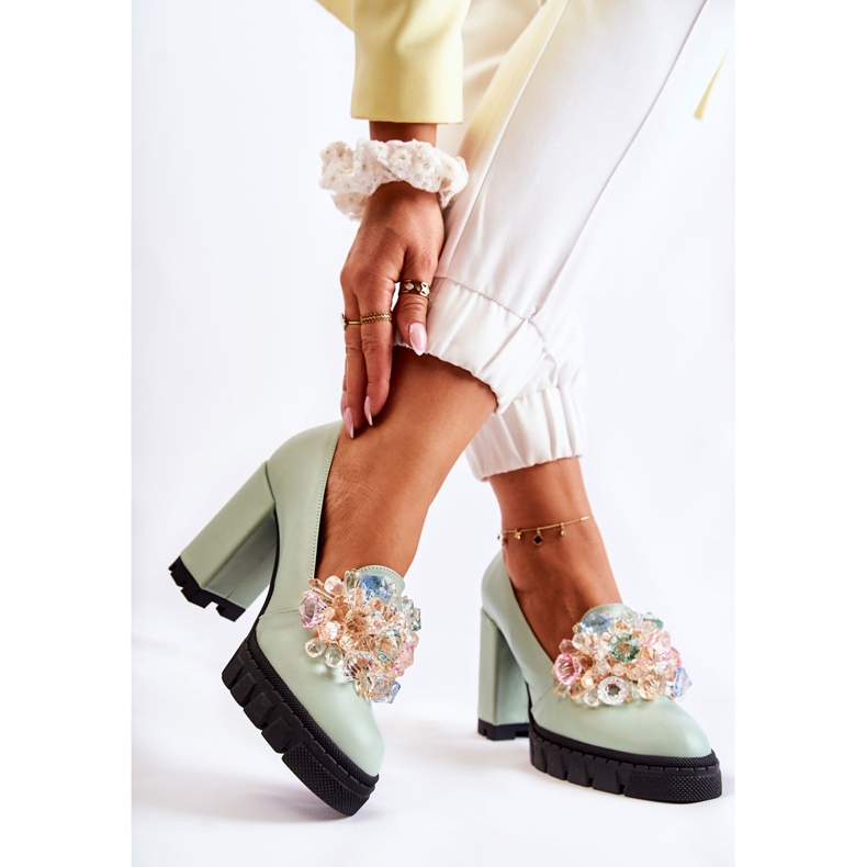 PA2 Escarpins élégants avec ornement Caterine vert lisse 2