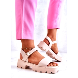 PS1 Sandales En Cuir Sur Haut Talon Beige Sovie 2