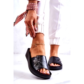 Vinceza Pantoufles pour femmes à la mode avec décoration Holle noire 1