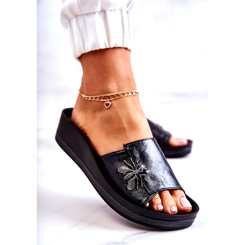 Vinceza Pantoufles pour femmes à la mode avec décoration Holle noire 3