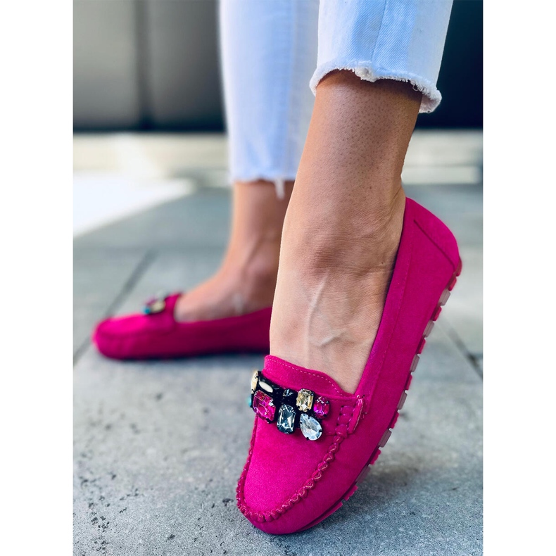 Mocassins avec pierres Megara Fuchsia rose 1