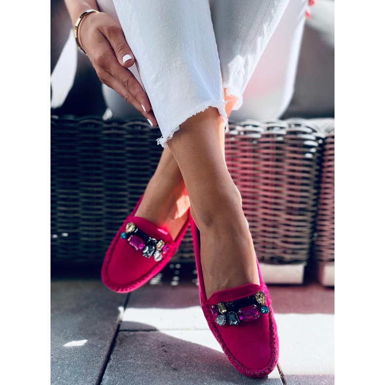 Mocassins avec pierres Megara Fuchsia rose 2