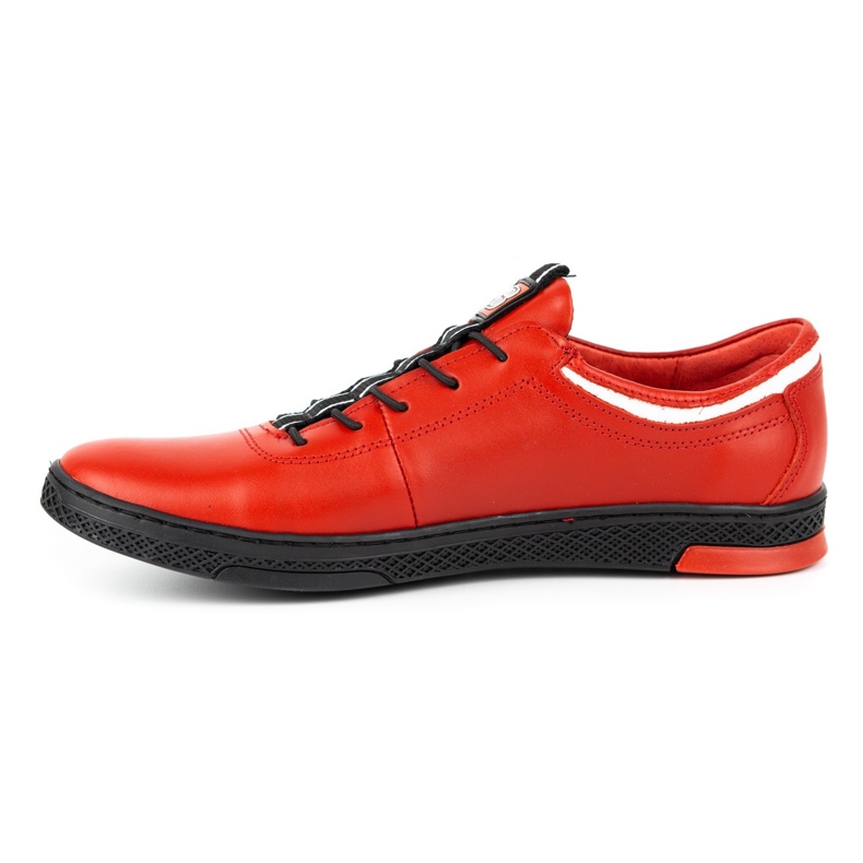 Polbut Chaussures décontractées en cuir pour hommes K23 rouge avec noir 1