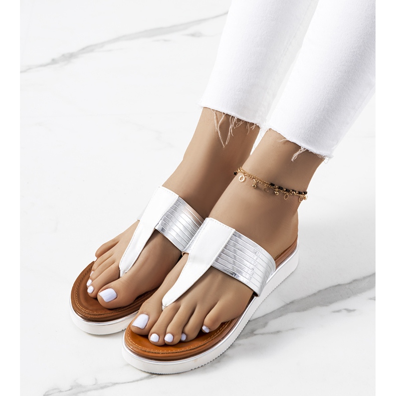 Babouches métallisées blanches Murilo 1