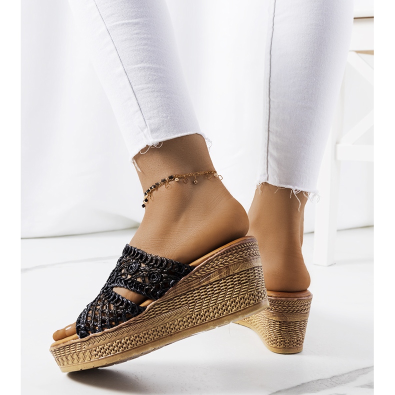 Talons compensés noirs Clara le noir 1