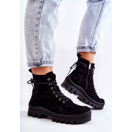 S.Barski Trappers en daim noir Layden avec coutures le noir 4