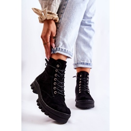 S.Barski Trappers en daim noir Layden avec coutures le noir 2