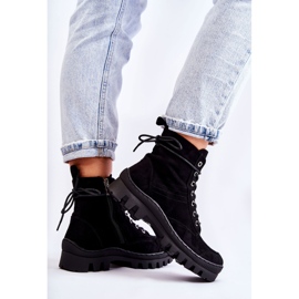 S.Barski Trappers en daim noir Layden avec coutures le noir 5
