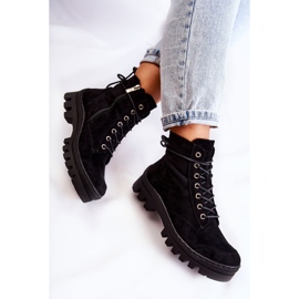 S.Barski Trappers en daim noir Layden avec coutures le noir 7