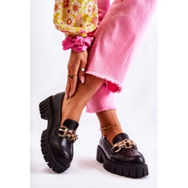 PS1 Chaussures en cuir avec chaîne décorative en carmin noir 2