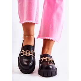 PS1 Chaussures en cuir avec chaîne décorative en carmin noir le noir 4
