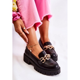PS1 Chaussures en cuir avec chaîne décorative en carmin noir le noir 6