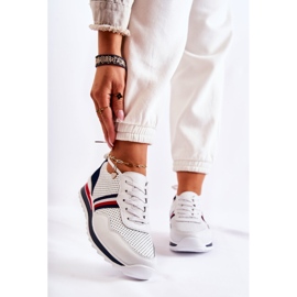 PE1 Chaussures de sport femme en cuir blanc et bleu marine Jane blanche 1