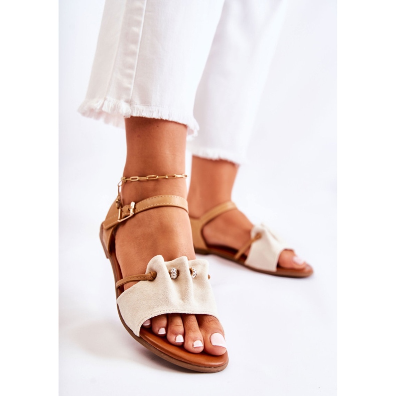 PE1 Sandales élégantes en daim à sequins beiges Vitoria brun 1