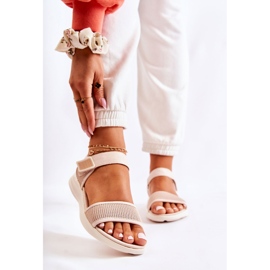 PE1 Sandales Confortables Femme Avec Velcro Beige Sidney 1