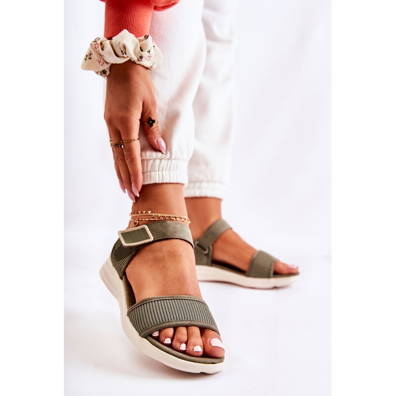 PE1 Sandales Confortables Pour Femmes Avec Velcro Vert Sidney 1