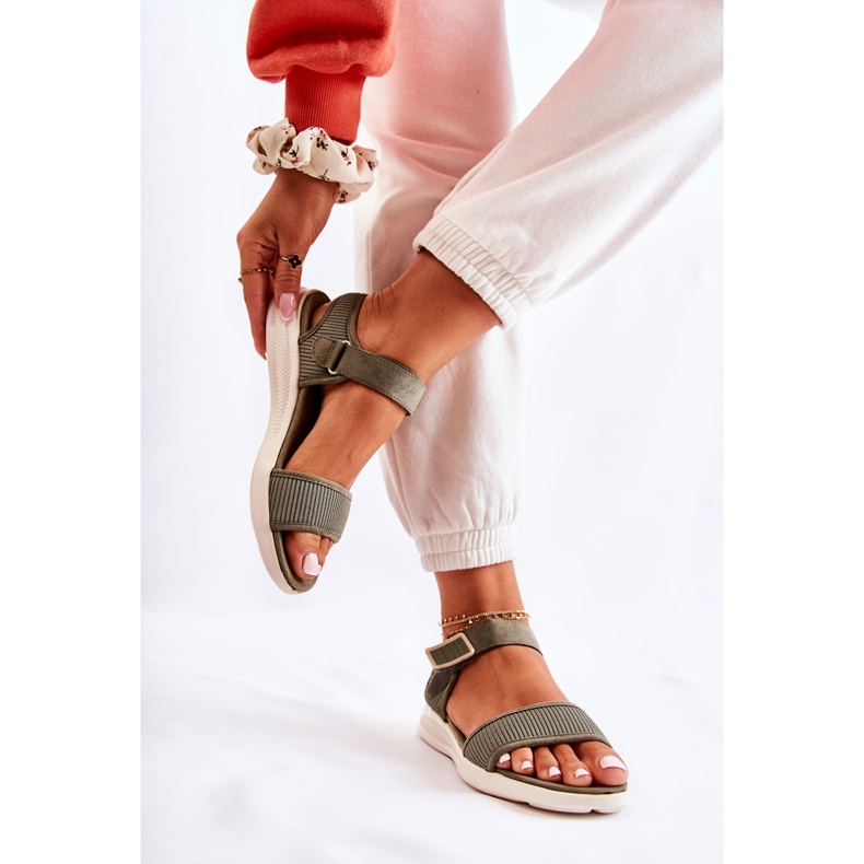 PE1 Sandales Confortables Pour Femmes Avec Velcro Vert Sidney 2