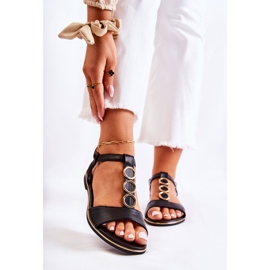 PE1 Sandales Classiques Pour Femmes Avec Ceinture Décorative Noir Terina le noir 1