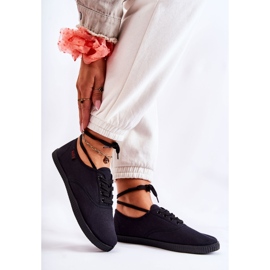 PE1 Baskets classiques pour femmes nouées noires Dellis le noir 3