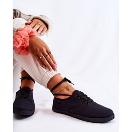 PE1 Baskets classiques pour femmes nouées noires Dellis le noir 4