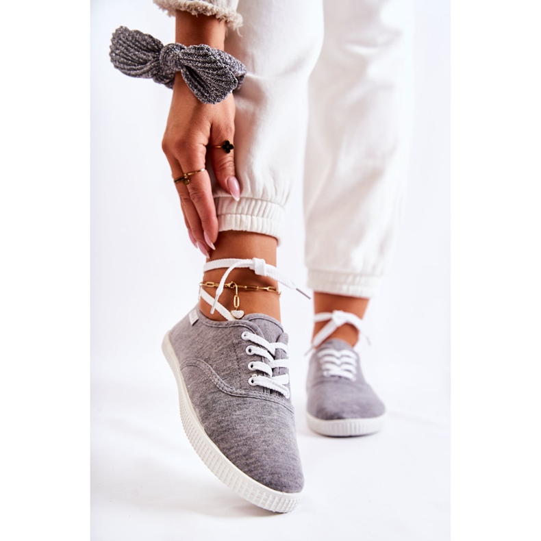 PE1 Baskets classiques pour femmes Tied Grey Dellis gris 1