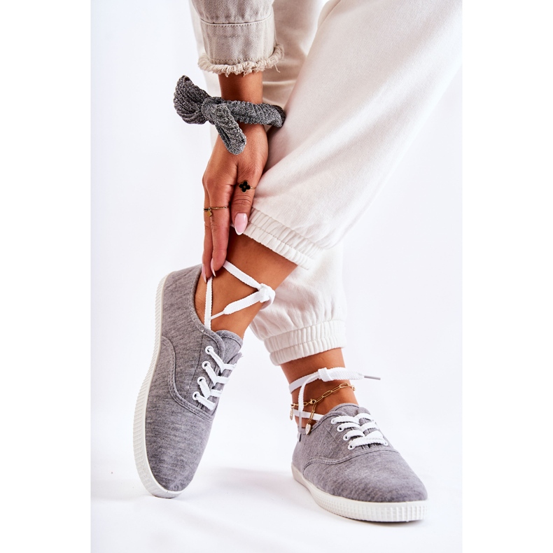 PE1 Baskets classiques pour femmes Tied Grey Dellis gris 2