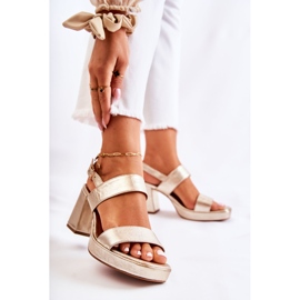 Sandales à Talons Hauts en Cuir à la Mode Maciejka 05522-25 Doré 1