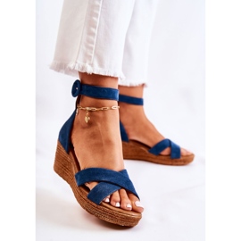Sandales Compensées en Daim Maciejka 04565-06 Bleu Marine multicolore 2