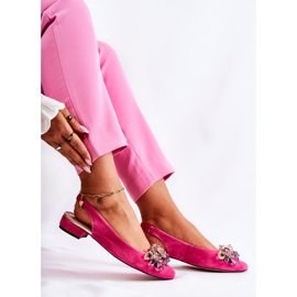 PA2 Ballerines à talons hauts en daim avec décoration Elena rose 6