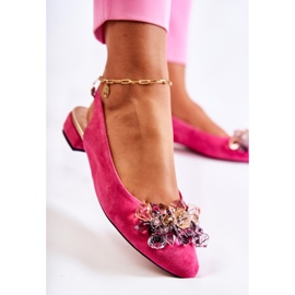 PA2 Ballerines à talons hauts en daim avec décoration Elena rose 3