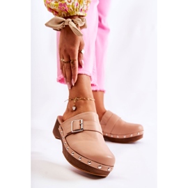 FS1 Chaussons Femme Sabots à Talon Beige Ivette 1 FS1 Chaussons Femme Sabots à Talon Beige Ivette 1