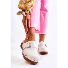 FS1 Chaussons pour Femme Sabots à Talon Blanc Ivette 1