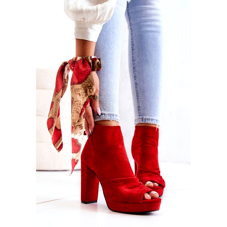 WS1 Boots On a Bar Open Toes Red Adore rouge 4