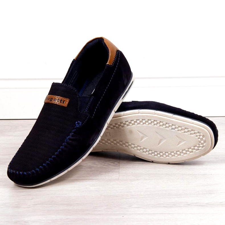 Mocassins cuir Bugatti M HH153084 bleu marine brun 1