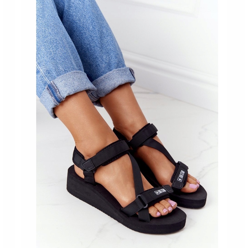 Sandales de mousse féminine sur Wedge Big Star FF274A349 Black le noir 5