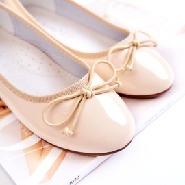 S.Barski Ballerines enfant en cuir verni à nœud, beige 2 S.Barski Ballerines enfant en cuir verni à nœud, beige 2