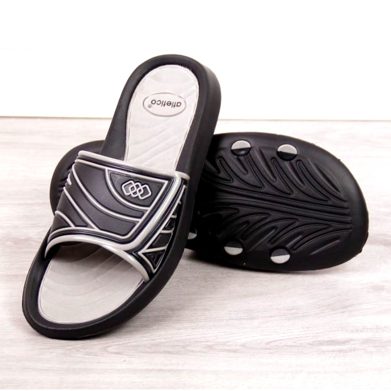 Atletico M ATC207A chaussons de piscine noir le noir gris 2