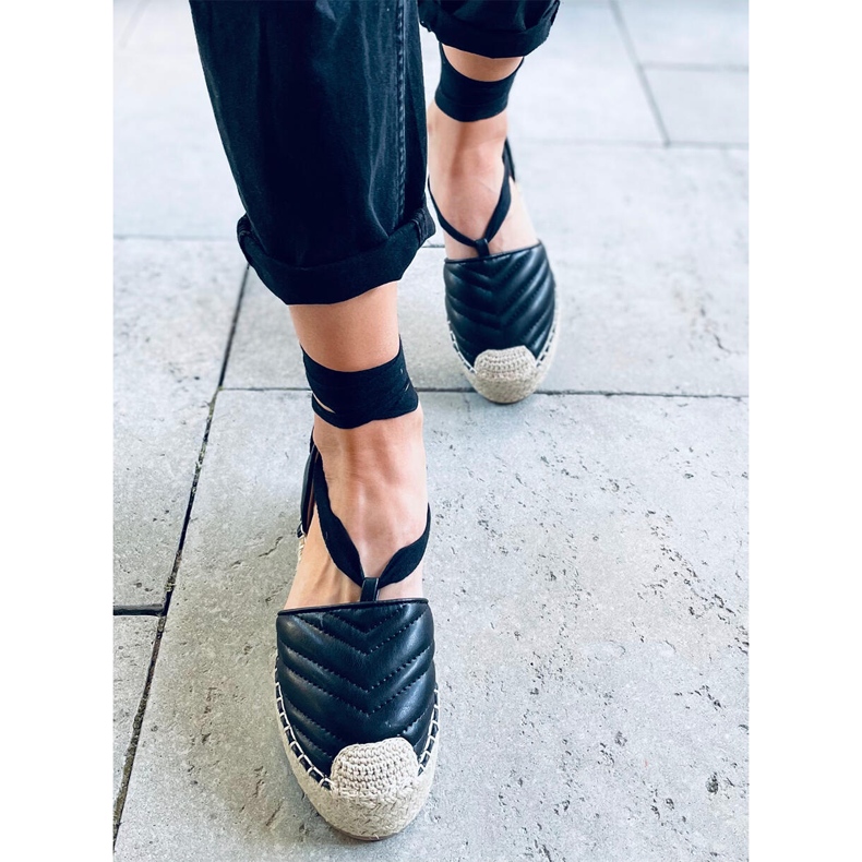 Freesia Espadrilles noires à nouer à la cheville 2
