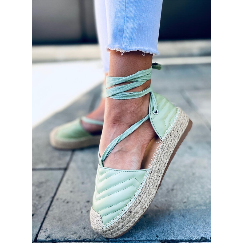 Espadrilles nouées à la cheville Freesia Green vert 1