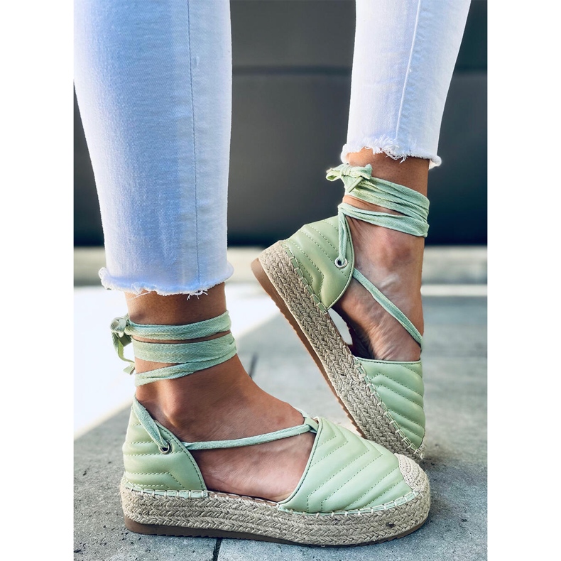 Espadrilles nouées à la cheville Freesia Green vert 2