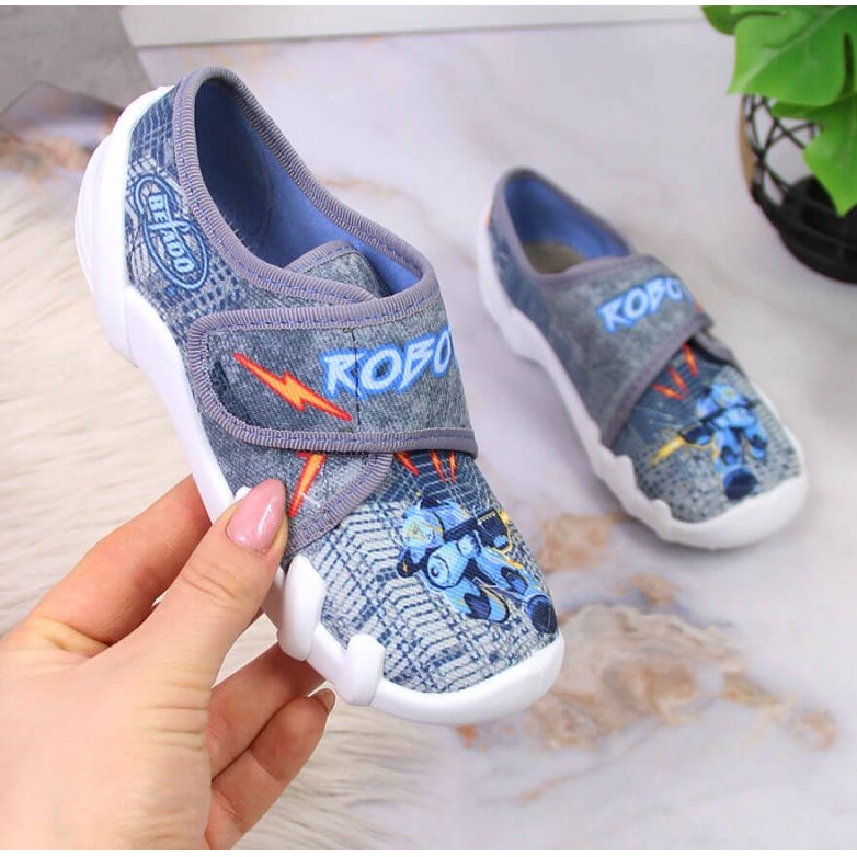 Chaussons gris Velcro gris pour la maternelle Jr. Befado 1