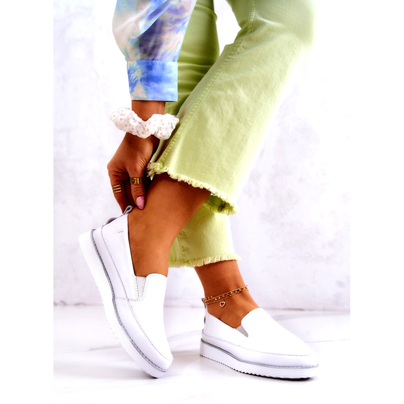 Baskets en cuir pour femmes Slip-On S.Barski Blanc 2